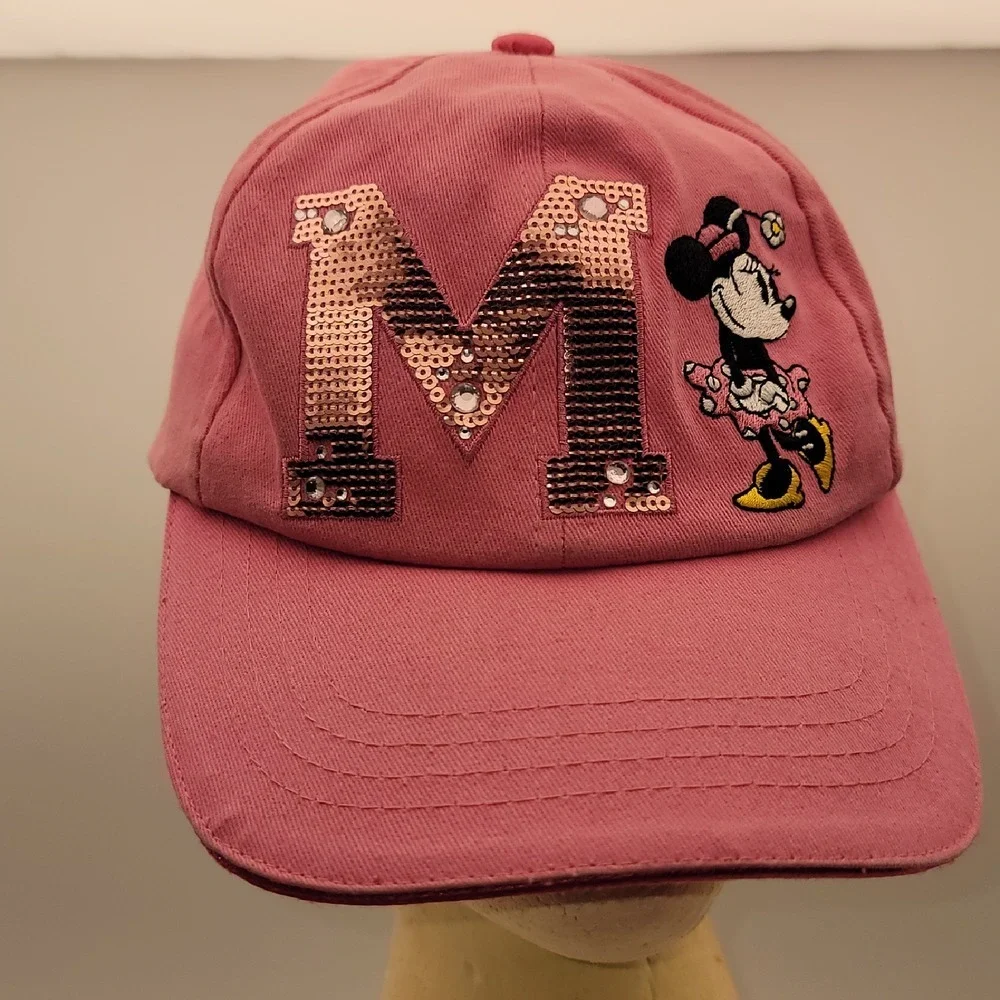 Disney Parks Minnie Mouse Baseball Cap Pink‎ Sequin Accents Kids Hat